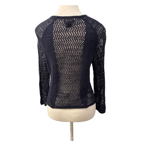 Lucky Brand Navy Crochet Cardigan Size S - Picture 4 of 7